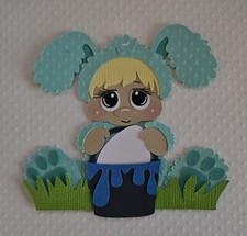 Easter Bunny Boy Sitting Blonde Hair. Scrapbook, Card Making Paper Piecing