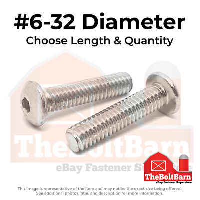 #6-32 Stainless Steel Button Socket Head Cap Screws (Choose Length & Qty)