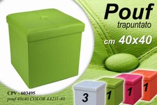 POUF CONTENITORE Portaoggetti Imbottito POGGIAPIEDI SGABELLO POUFF ECOPELLE 40cm