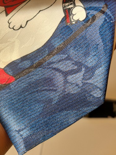 Coca-Cola Brand Mens Polar Bear Neck Tie Skiing BLUE RED & WHT. 54"L x 4"W~EUC - Picture 14 of 15