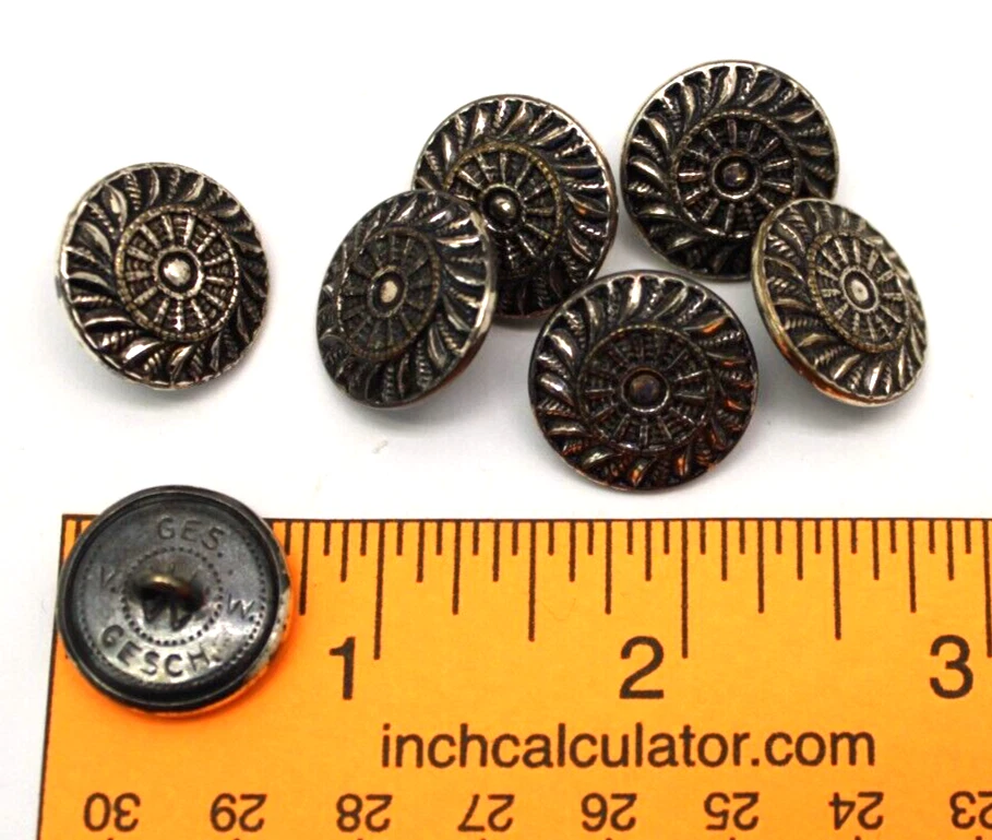 VolsWagen Ges. vintage años 50 Lote de 7 botones de molinete redondos Gesch acero 3/4" Foto 3 de 3