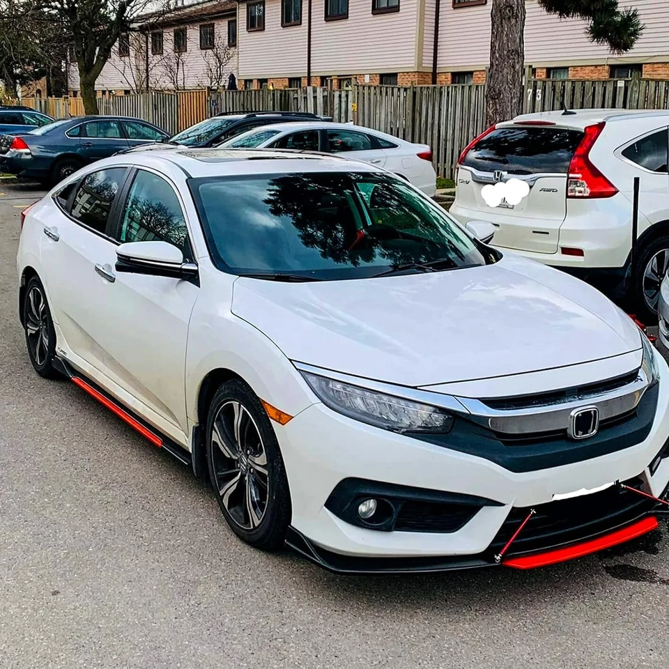 Front Bumper Lip Spoiler Splitter Side Skirt Glossy Black For Mazda 2 3 6 UNIVER - Image 3 of 4