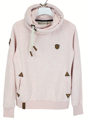 NAKETANO Hoodie Women's LARGE Pullover Melange Pockets Pink