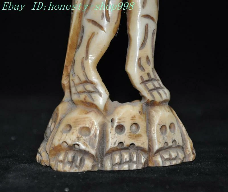 Templo del Budismo Tibetano de 7,4" Tallado a Mano Esqueleto Diablo Calavera Cabeza de la Muerte Estatua Foto 4 de 4