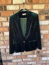 HOUSE OF CB Women’s Medium Velvet Evergreen One Button  Blazer Jacket Holiday