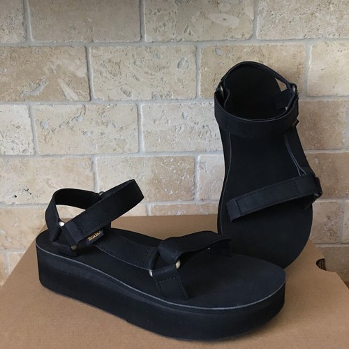 leather teva flatform