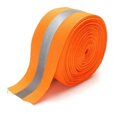 Safety Silver Reflective Sew On Fabric Tape Strip ORANGE Vest 2" US SHIPPER