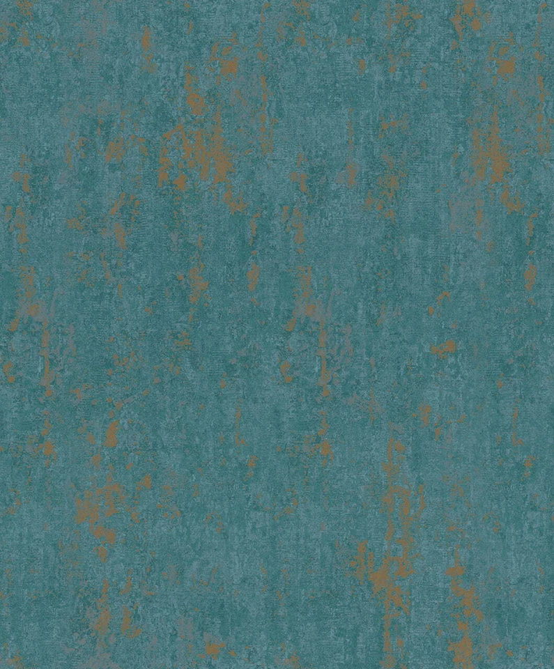 Non-woven wallpaper used look plaster effect industrial turquoise gold metallic 35164 (€5.23/1sqm - Image 2 of 4
