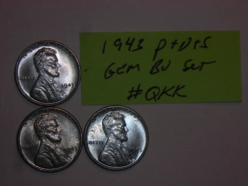 wheat penny 1943,1943-D,1943-S UNC LINCOLN STEEL CENT 1943S,1943D GEM BU SET #2