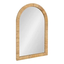 Kate and Laurel Rahfy Boho Arch Rattan Mirror, 20x30, Natural Wood,