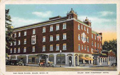 Four Flags Hotel Niles Michigan 1930s postcard