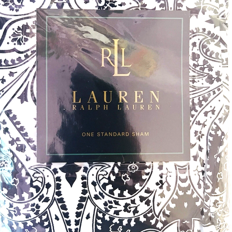 Ralph Lauren Montecito Paisley Blanco y Negro 2 Fundas de Almohada Estándar Foto 3 de 4