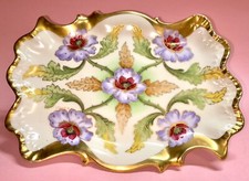 Limoges Elite Works Circa 1896 Vanity Tray Hand Painted Poppies & Gold Gilding