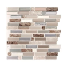 SMART TILES Peel and Stick Backsplash - 5 Sheets of 9.36" x 9.73" - 3D Adhesi...