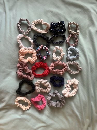 28 pcs multicolored mini scrunchies bracelets set