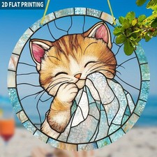 Cute Animal Acrylic Suncatcher Adorable Kitten Design Window/Home Hanging Decor
