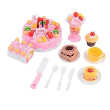 AZ Import PS919 Birthday Cake Pretend Play Food Toy Set Pink - 75 Pieces