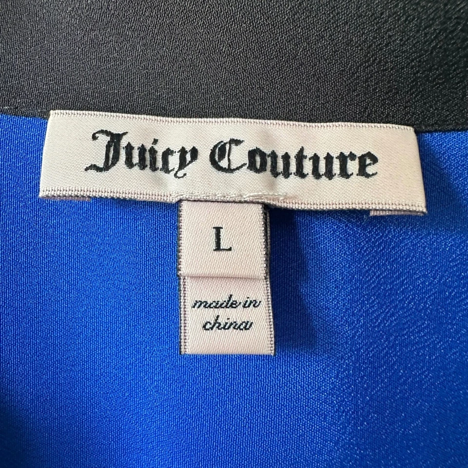 Vestido Juicy Couture Azul Cuello Atado Manga Larga Carrera Fiesta L Foto 3 de 4