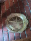 4 Depression Glass Anchor Hocking Princess Topaz 3 Section Uranium Grill Plates