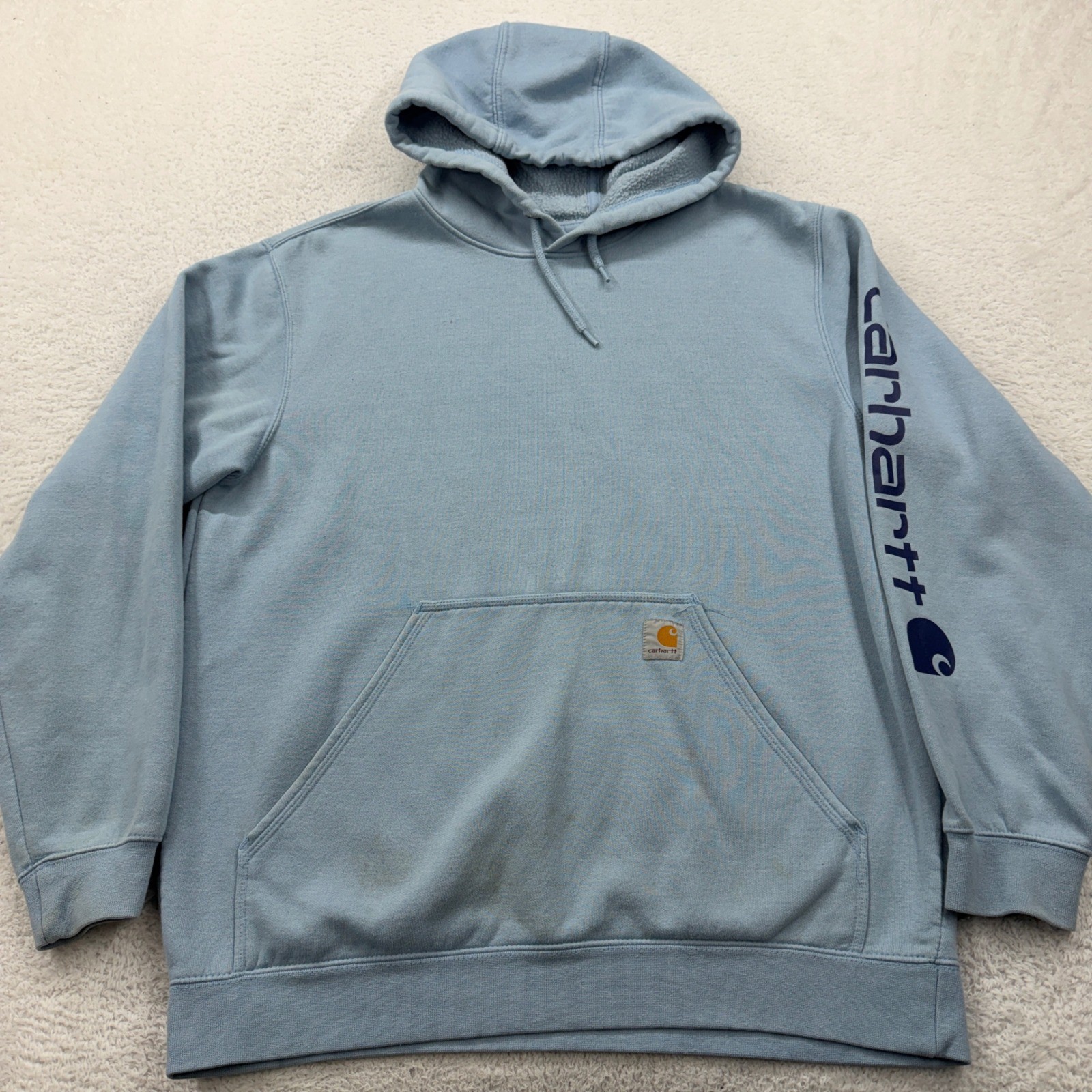 Carhartt Mens Loose Fit Graphic Sleeve Hoodie Light Blue K288 H74 Large