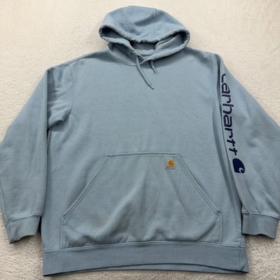 Carhartt Mens Loose Fit Graphic Sleeve Hoodie Light Blue K288 H74 Large