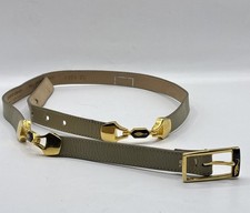 Vintage PIERRE CARDIN Cowhide Leather Belt Gold Tone Made In Spain Women s 27
