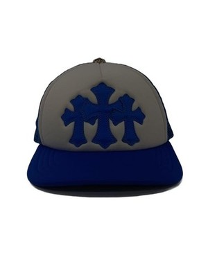 CHROME HEARTS Mesh Cap Polyester BLU Men's 3 Semi Metallic Cross Patch Used