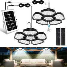 2 Heads Pendant Solar Shed Light Outdoor Indoor, 156 LED Solar Powered Lights...