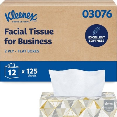Kleenex Professional Facial Tissue, 125 Count (Pack of 12), Box Color: Cream