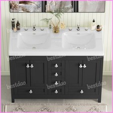 47" Bathroom Vanity Cabinet with Double Sink Ceramic and 5 Drawers Freestanding