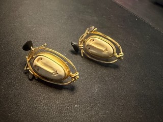 Carolyn Morris Bach Hand Crafted 18k Gold 22k Gold Silver Earrings crvd bone