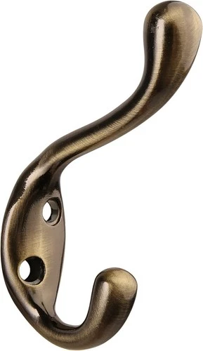 6 PCS Double Prong Robe Hook, Dual Coat Hooks Antique Wall Mounted Hooks