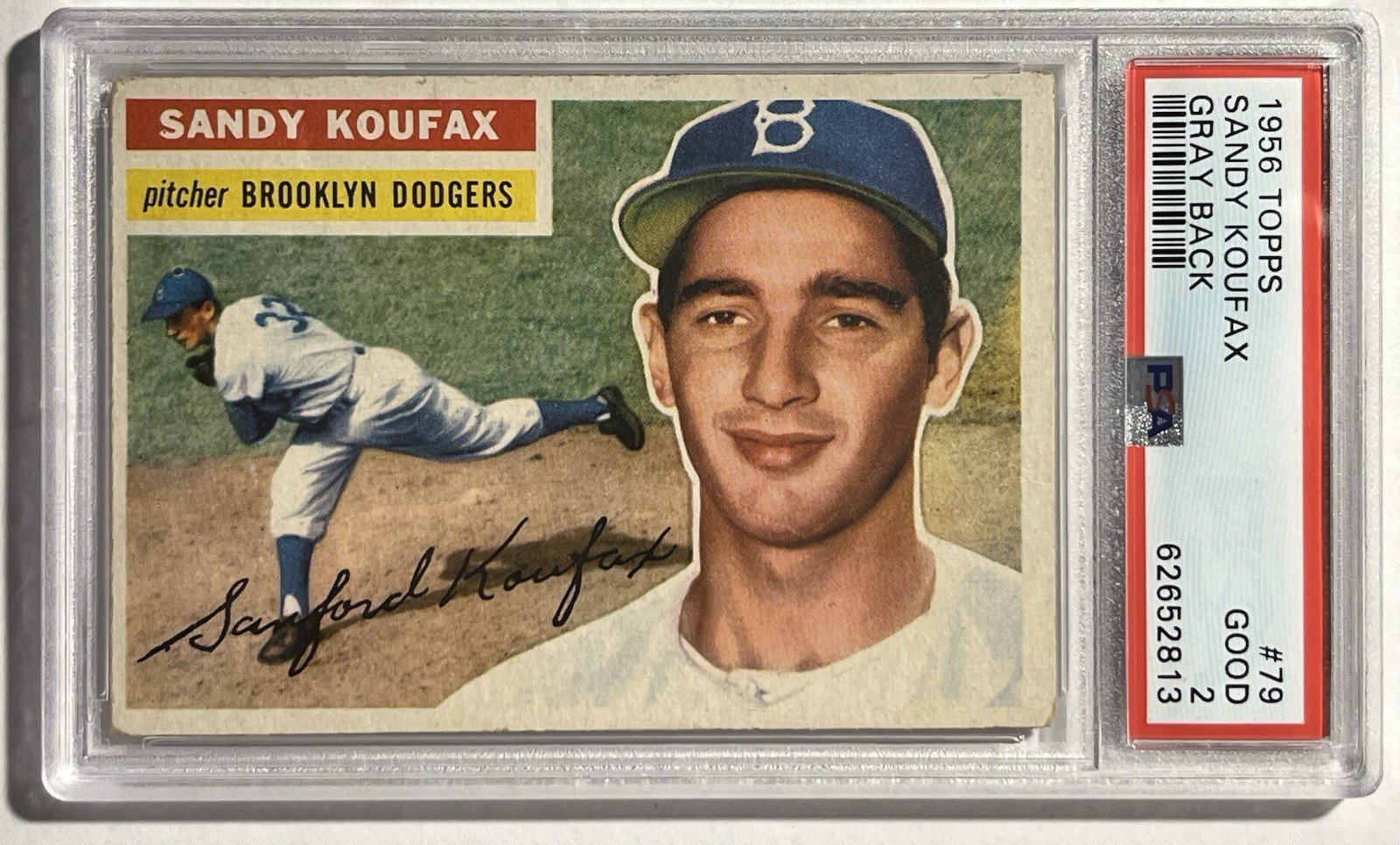 1956 Topps SANDY KOUFAX Gray Back #79 PSA 2 GOOD