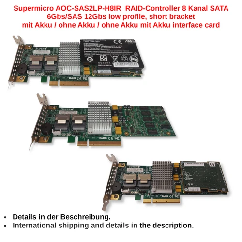 Supermicro AOC-SAS2LP-H8IR, 8-Port low profile, short bracket, with+w/o battery
