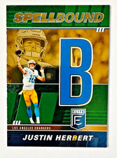 2022 Donruss Elite Justin Herbert GREEN Spellbound Card Letter B Chargers!