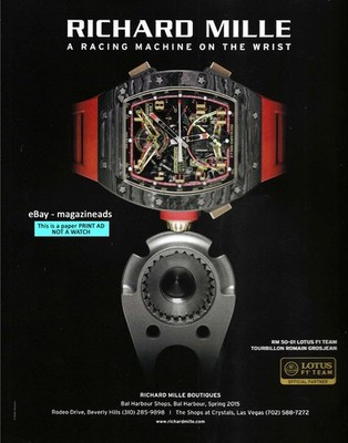 RICHARD MILLE 1-Page AD 2015 RM 50-01 Lotus F1 Team Tourbillon Romain Grosjean