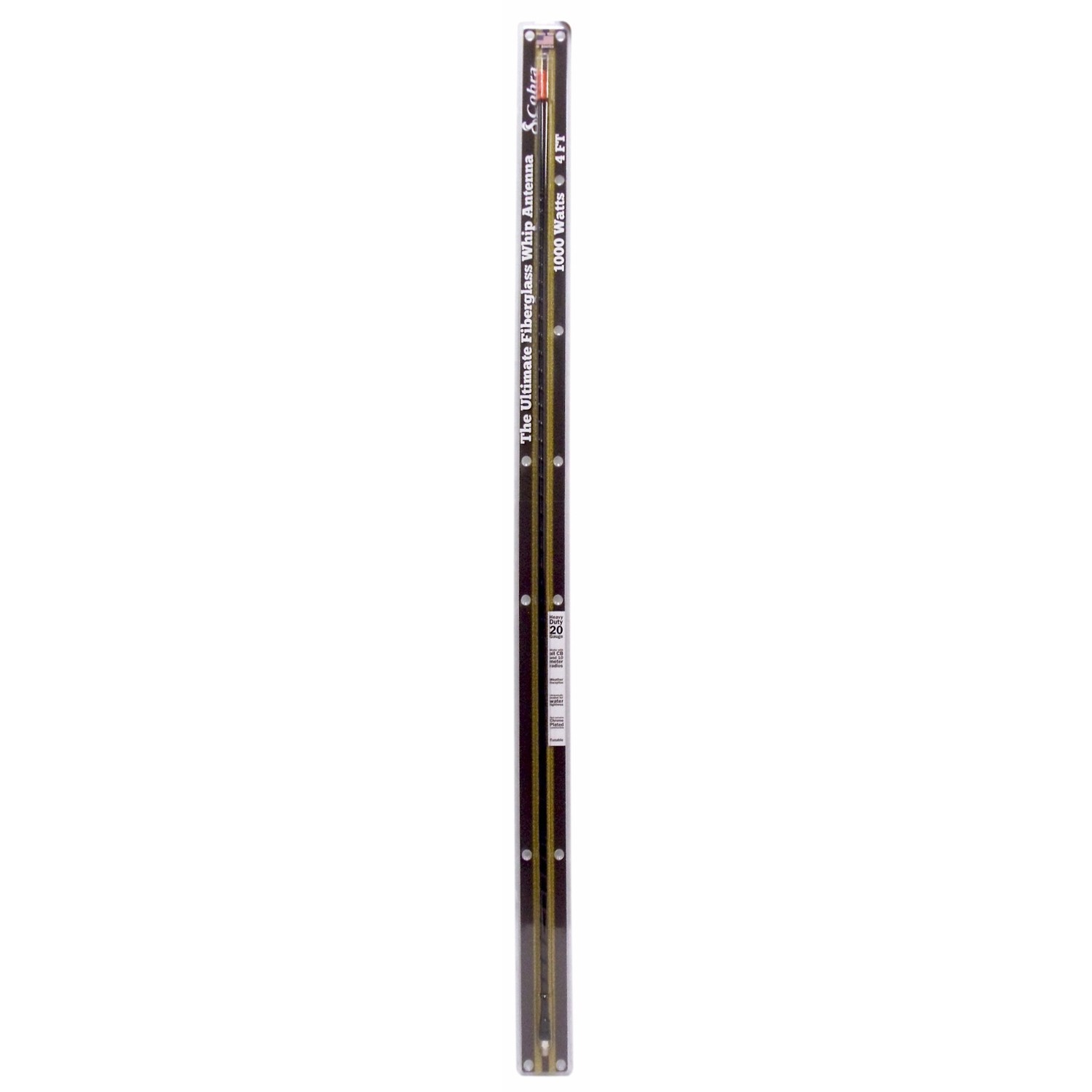 COBRA - HGA400FG 4' 1,000 WATT TOP LOAD CB ANTENNA WITH BUILT-IN WEATHER
