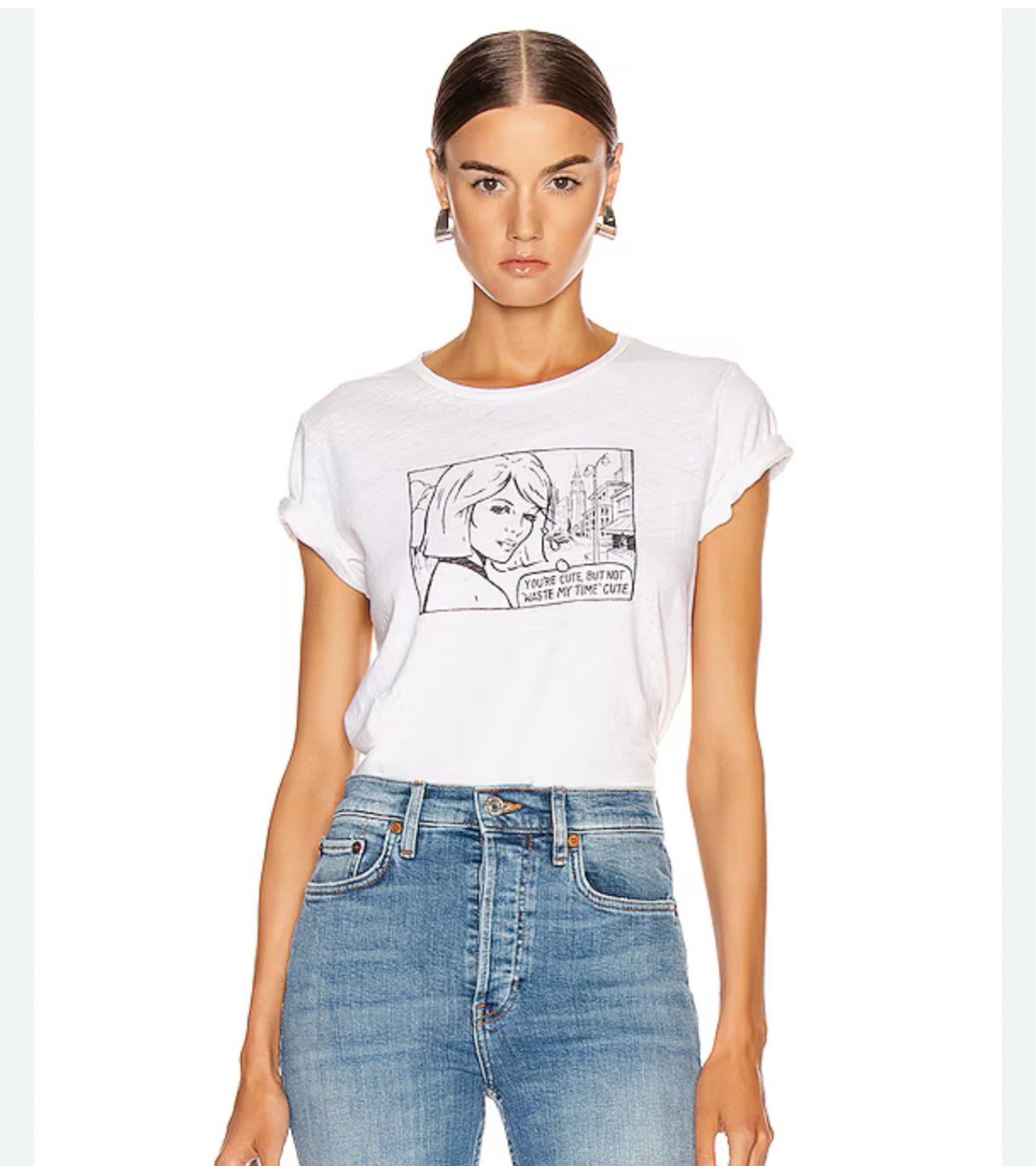 Re/done White Graphic Tee with Leopard Print Shorts size M
