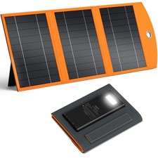 10000mah Solar Power Bank 30W, Foldable, Fast-Charging, IPX5, USB/Type-C Ports
