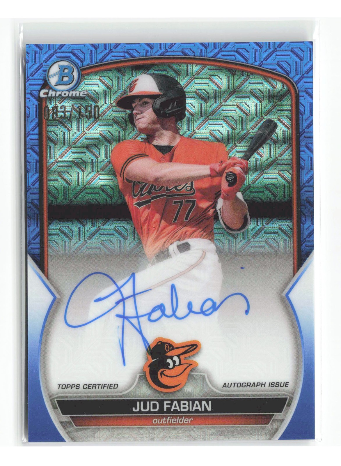 2023 Bowman #BMA-JF Jud Fabian Chrome Prospects Autographs Mojo Blue #/150