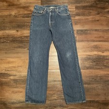 VTG Levi's 501 Original Fit Jeans Mens 32x33 Blue Dark Wash Denim Y2K Button Fly