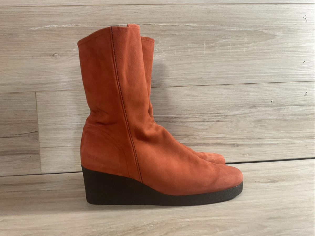 Suede Boots Orange Bootie for Women for sale | eBay
