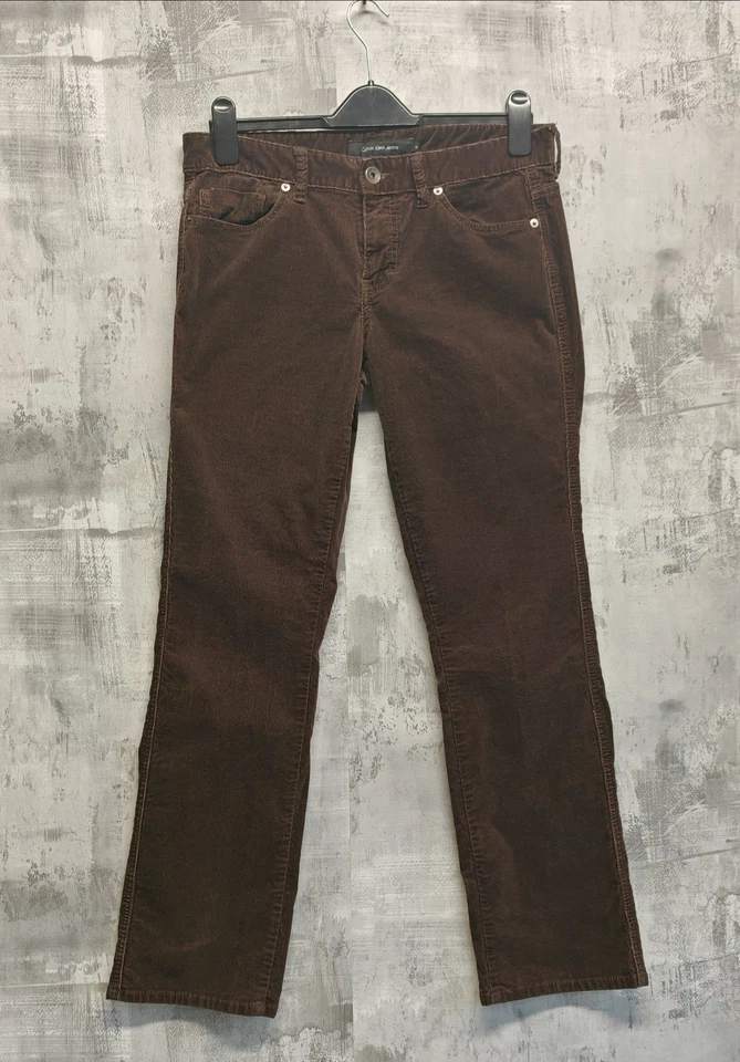 Calvin Klein Jeans Corduroy Trousers Brown Size 10 Fit W33 L32 Low Rise CK Pants - Image 2 of 4