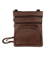 Genuine Cross Body Purse Bag, Multi-Pocket Brown