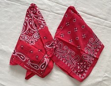 TWO Vintage 50s 60s Classic Work Wear Bandanas Red FAST COLOR TOWER VGC
