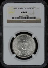 WASHINGTON-CARVER 1952 Silver Commemorative 50C NGC MS63