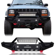 Vijay Steel Front Bumper Fits 1984-2001 Cherokee Xj Wwinch Plateled Lights Vijay Steel Front Bumper Fits 1984-2001 Cherokee Xj Wwinch Plateled Lights