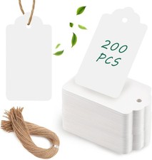 SallyFashion 200PCS Gift Tags, 2.8×1.7 Inch Hang Tags with String for Presents D