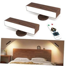 Battery Operated Wall Sconces Set of 2: Wireless Rechargeable Wall 2 Pack Wood