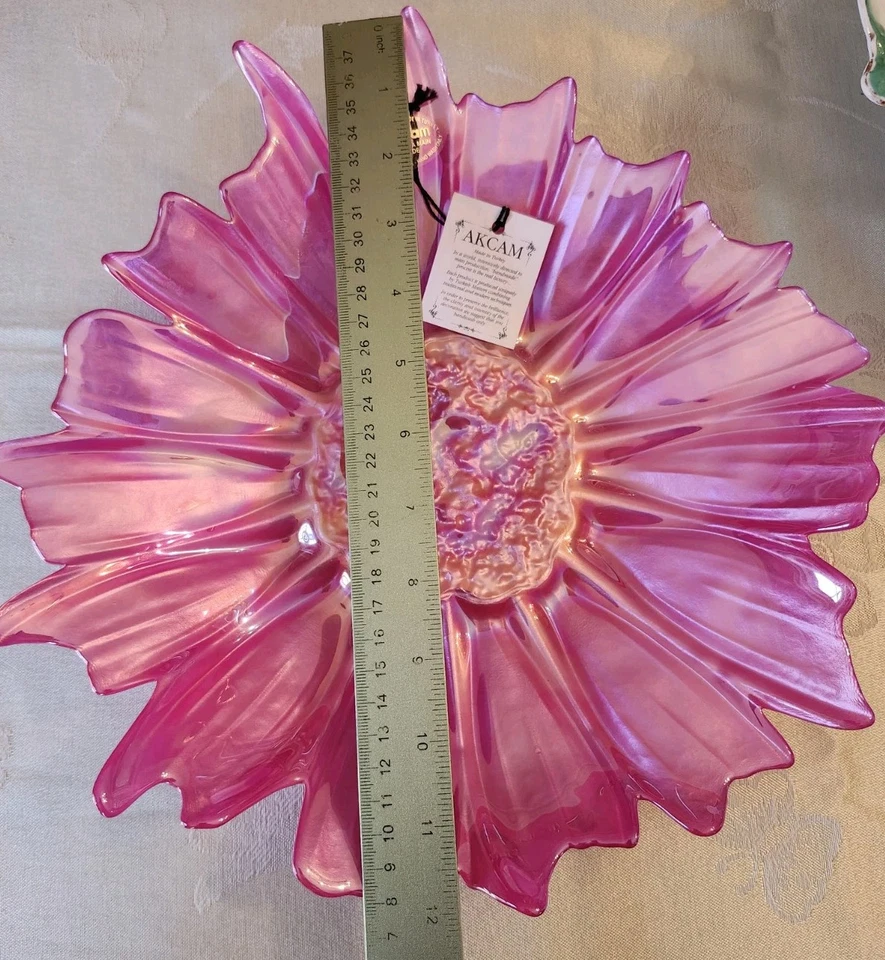 Nuevo Con Etiquetas AKCAM Rosa Brillo Floral Cuenco/Plato Decorativo Hecho a Mano en Turquía Foto 2 de 4